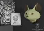 Fennec Fox head, PDF Template, Low Poly Animal, Paper Sculpture, DIY, Pepakura Pattern, Handmade, Decoration