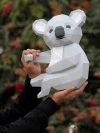 Koala 3d paper craft PDF, 3d paper craft koala, low poly 3d koala, koala on tree DIY origami decoration template