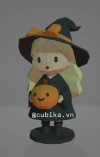 Cute Witch Papercraft Template | Halloween Low Poly 3D Paper Model Download