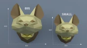 Fennec Fox head, PDF Template, Low Poly Animal, Paper Sculpture, DIY, Pepakura Pattern, Handmade, Decoration