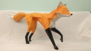 Fox Running PDF Template, Low Poly, Paper Sculpture, DIY, Pepakura Pattern, Handmade, Papercraft, Lowpoly, Lowpoly Papercraft