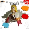 Rengoku Kyoujurou - Kimetsu no Yaiba Papercraft PDF Template For office, Room, Decor, DIY gift for friends, family, Low poly Paper, Paper Craft 3D kit by J3Du