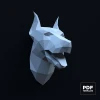 Doberman Head Papercraft Low Poly Decoration, PDF Template, DIY Paper 3D CumulusCraft