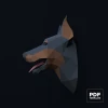 Doberman Head Papercraft Low Poly Decoration, PDF Template, DIY Paper 3D CumulusCraft