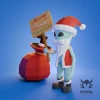 ALIEN SANTA, Papercraft, Template, DIY, Paper, Low Poly, Holiday, 3D Model, Pdf Low Poply, december, merry, Xmas