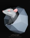 Little Rat Low Poly Papercraft, Paper Sculpture, Low Poly PDF Template, DIY Decor & Gift