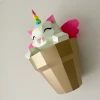 Cat Ice Cream Papercraft Template - Low Poly, Pepakura PDF, DIY Handmade, Home Decoration, Creative Gifts