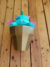 Cat Ice Cream Papercraft Template - Low Poly, Pepakura PDF, DIY Handmade, Home Decoration, Creative Gifts