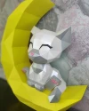 Cat sitting on Moon Papercraft Template - Low Poly, Pepakura PDF, DIY Handmade, Home Decoration, Creative Gifts
