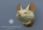 Fennec Fox head, PDF Template, Low Poly Animal, Paper Sculpture, DIY, Pepakura Pattern, Handmade, Decoration