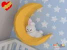 Sleeping Bunny on the Moon Low Poly Papercraft