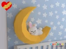 Sleeping Bunny on the Moon Low Poly Papercraft