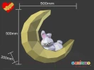 Sleeping Bunny on the Moon Low Poly Papercraft