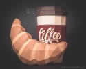 Coffee and Croissant bundle - 3D Papercraft template Digital pattern