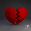 Broken Heart PDF Template, Low Poly, Paper Sculpture, DIY, Pepakura Pattern, Handmade, Papercraft, Lowpoly, Lowpoly Papercraft