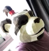 Warrior Panda Mask Papercraft, DIY, Low-poly Papercraft