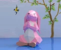 Rabbit Praying Papercraft, Lowpoly, Lowpoly Papercraft