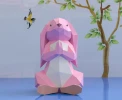 Rabbit Praying Papercraft, Lowpoly, Lowpoly Papercraft