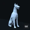 Doberman Seated Papercraft Low Poly Decoration, PDF Template, DIY Paper 3D CumulusCraft