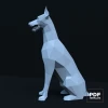 Doberman Seated Papercraft Low Poly Decoration, PDF Template, DIY Paper 3D CumulusCraft