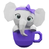 Cute elephant in cup 3d paper craft PDF, low poly paper craft DIY origami decoration pepakura