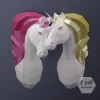 Papercraft 3D - Couple of Unicorns, DIY Paper Unicorns, Printable PDF templates, Low Poly Unicorns, 3D Paper Wall Art, Rainy Day Activities