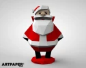 3D Santa Claus Paper Sculpture: Low Poly DIY Pepakura Template