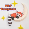 Red Panda On The Moon PDF Template Pepakura Papercraft Origami