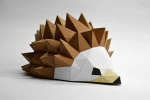 Papercraft Hedgehog Sculpture: 3D Low Poly DIY (PDF Pattern)