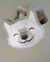 Gift box HUSKY Low Poly Dog Papercraft PDF template