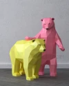 LITTLE BEARS Low Poly Papercraft Christmas PDF template New Year 3d Model Sculpture