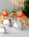 Low Poly Cat with Snowball Papercraft: Christmas New Year