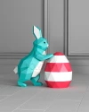 Easter Bunny Low Poly Rabbit Papercraft Easter PDF template decoration