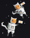 Space Cat Cosmonaut Space 3d paper model Low Poly Papercraft Silhouette PDF template