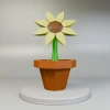 3D Sunflower Papercraft Template: Low Poly Floral Decor (PDF, SVG, DXF)