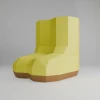 3D Yellow Boots Papercraft Template: Low Poly Shoe Decor (SVG, DXF, PDF Download)