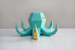 DIY Papercraft Octopus,Octopus 3d model,Paper toy,Party decoration,Nursery decor,Octopus dxf files,cricut files,Octopus gifts,Cameo files