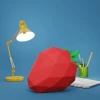 3D Papercraft Strawberry Template: Low Poly Paper Sculpture