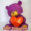 Bear With A Heart PDF Papercraft DIY Pepakura Origami Template Low Poly