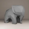 Baby Elephant Papercraft Template: 3D Low Poly Model (PDF, SVG, DXF)