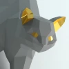 Half cat coming out of the wall: DIY this lowpoly 3D papercraft sculpture from PDF pattern + step by step tutorial, Beginner friendly decor