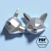 Fox 3D papercraft, Make 2 smiling foxes yourself from these printable patterns and instructions. Forest themed bedroom. (beginner-friendly)