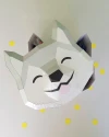 Gift box HUSKY Low Poly Dog Papercraft PDF template