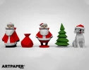3D Santa Claus Paper Sculpture: Low Poly DIY Pepakura
