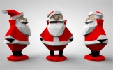 3D Santa Claus Paper Sculpture: Low Poly DIY Pepakura Template