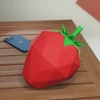 3D Papercraft Strawberry Template: Low Poly Paper Sculpture