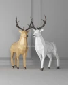 Deer Low Poly Christmas Papercraft new Year Decor PDF template 3d Model Sculpture