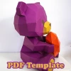 Bear With A Heart PDF Papercraft DIY Pepakura Origami Template Low Poly