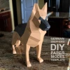 German Shepherd Dog - DIY Low Poly Paper Model Template, Paper Craft