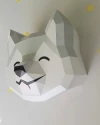 Gift box HUSKY Low Poly Dog Papercraft PDF template
